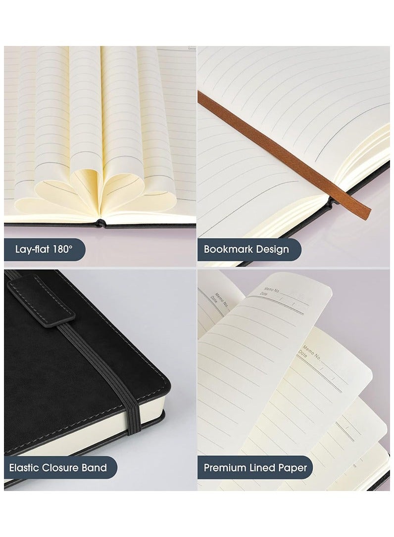 256 s Lined Notebook, A5 Hardcover Leather Journals for Men and Women to Writing,Travel, Business, Work  School,College Ruled Notebooks for Note Taking, Diary Notepad 5.7×8.3(Black) - Image 5
